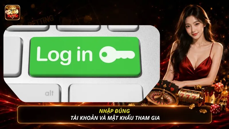 Nhập đúng tài khoản và mật khẩu tham gia
